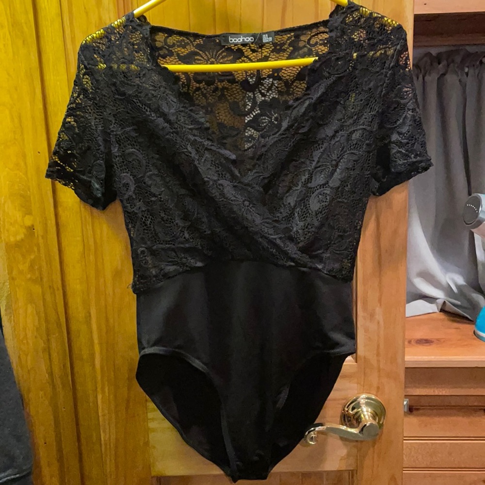 lace wrap short sleeve bodysuit